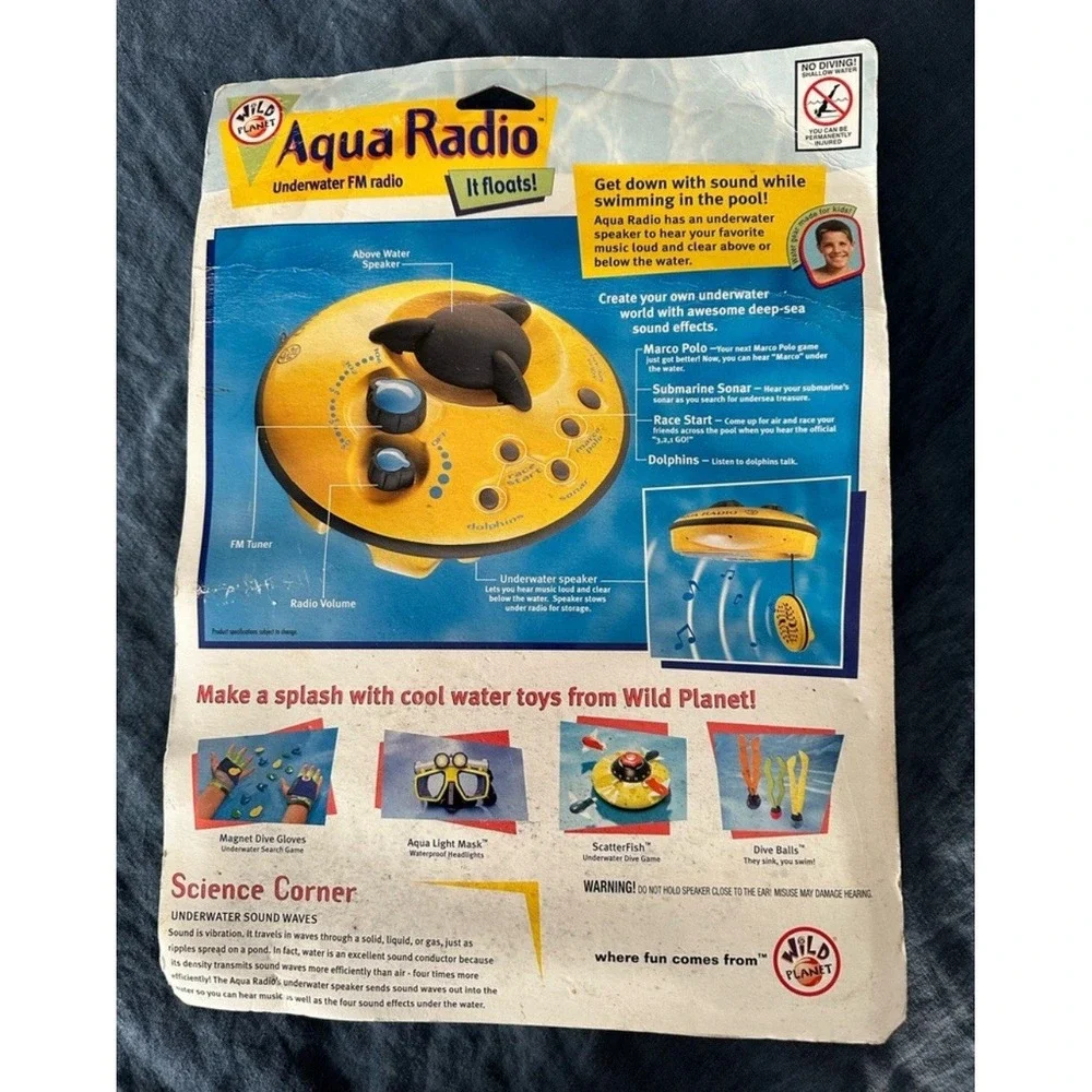 Vtg 2001 Wild Planet Aqua Underwater FM‎ Radio Sound Effects Swimming Pool toy